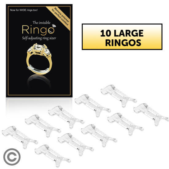 Chrome Cherry Ringo Invisible Ring Size Adjuster for Loose Rings (Multi  10-Pack)